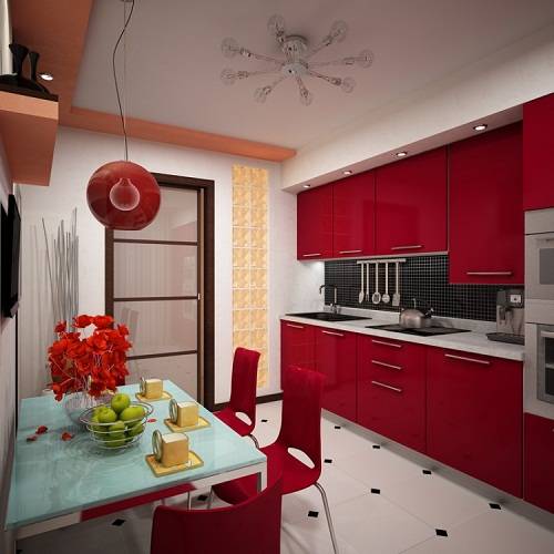 Kitchen design in a one-room apartment