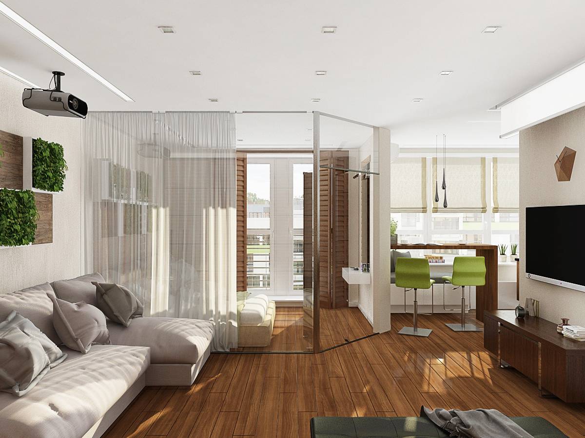 Zoning of a 45 sq m apartment