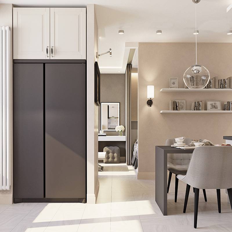 Design of a studio apartment with a niche Design of a studio apartment with a niche