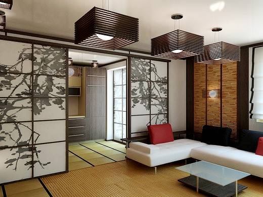 Japanese screens in a 25 sq.m studio apartment