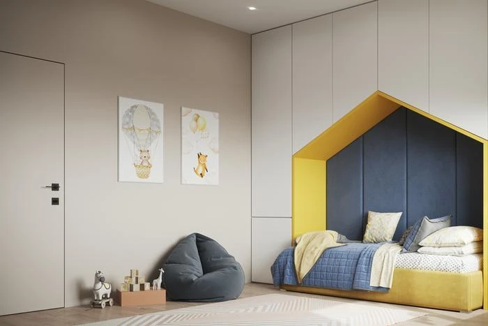 Design of a studio apartment with a niche Design of a studio apartment with a niche